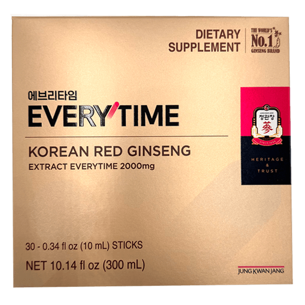 Korean Red Ginseng Extract Everytime 2000mg 0.33 Fl Oz (10ml) X 30 Sticks