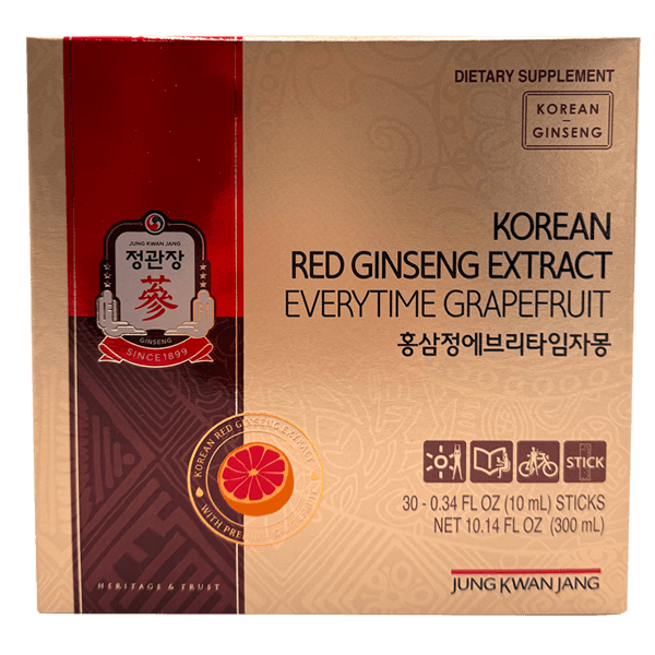 Korean Red Ginseng Extract Everytime Grapefruit 0.34 Fl Oz (10ml) X 30 Sticks