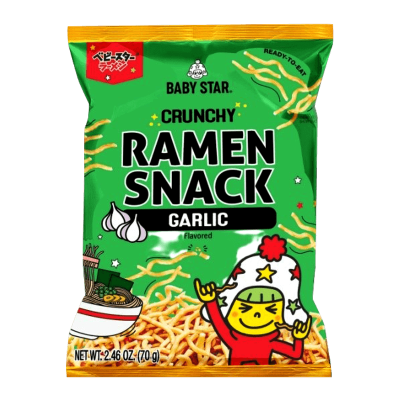 Baby Star Crunchy Ramen Snack Tiny Garlic 2.46 Oz (70g)