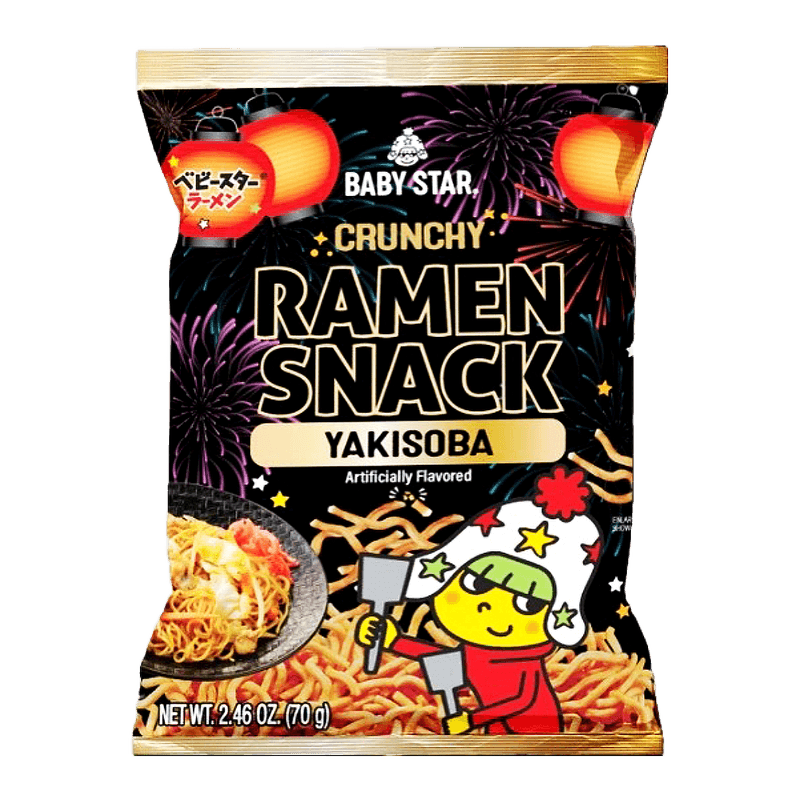 Baby Star Crunchy Ramen Snack Tiny Yakisoba 2.46 Oz (70g)