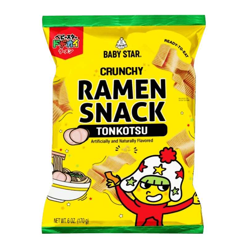 Baby Star Crunchy Ramen Snack Wide Tonkotsu Big Pack 6 Oz (170g)