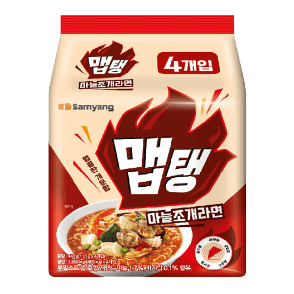 Meptang Garlic & Clam Ramen 3.88 Oz (110g) X 4 Pack